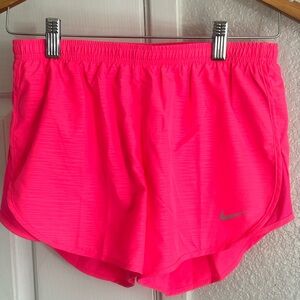 Girls Nike Hot Pink Athletic Running Shorts with Reflective Swoosh